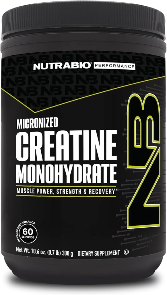 NutraBio Pure Micronized Kretine Monohidrat Toz Supplement, Unflavored, (300 g) - Supports Bulk Muscle Energy, Recovery, and Strength - HPLC Tested Kretine Toz Supplement for Men and Women