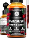 Sıvı Magnezyum Glycinate 420 Mg with Natural Tart Cherry Extract | Magnezyum Glycinate Drops Supplement for Sleep, Mood & Mobility Support | Tart Cherry Extract
