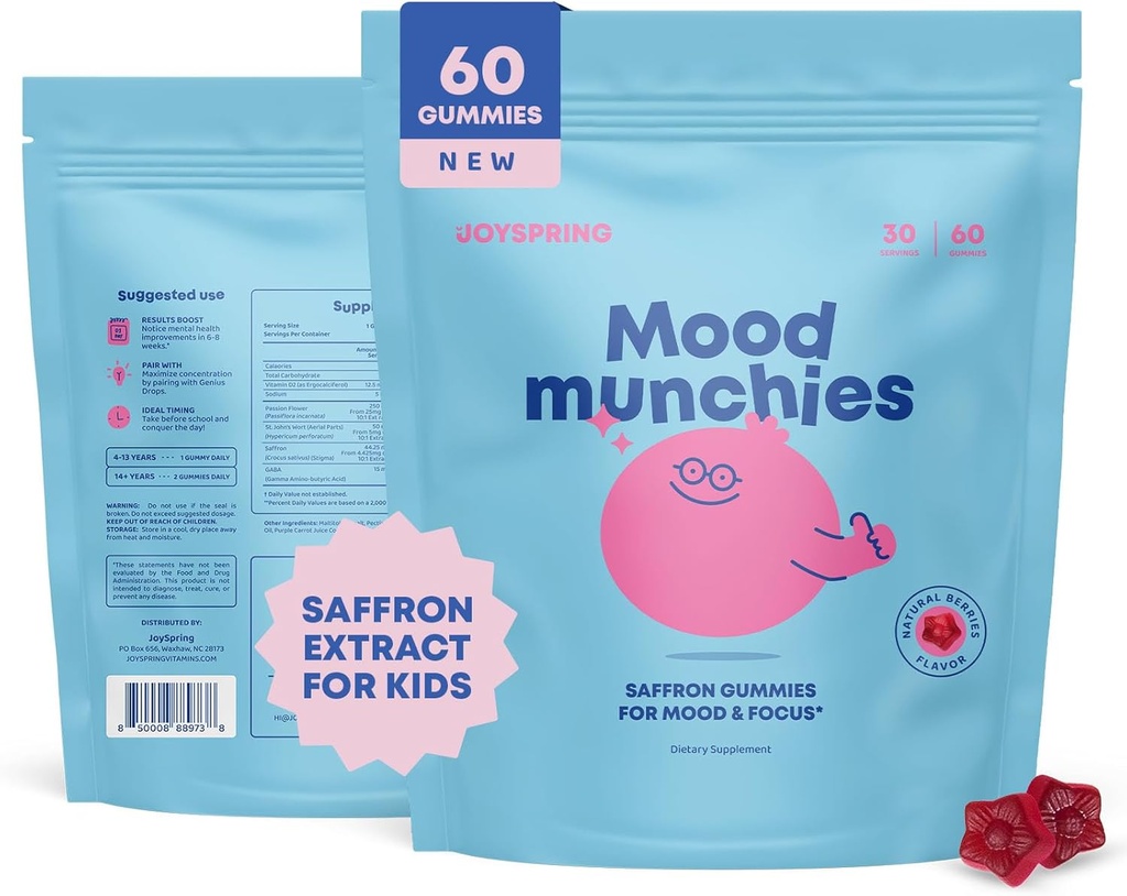 Çocuklar için Saffron Gummies | GABA Supplements Teklifi Mood Destek ve Calms Temper Tantrums | Sugar Free Gummies