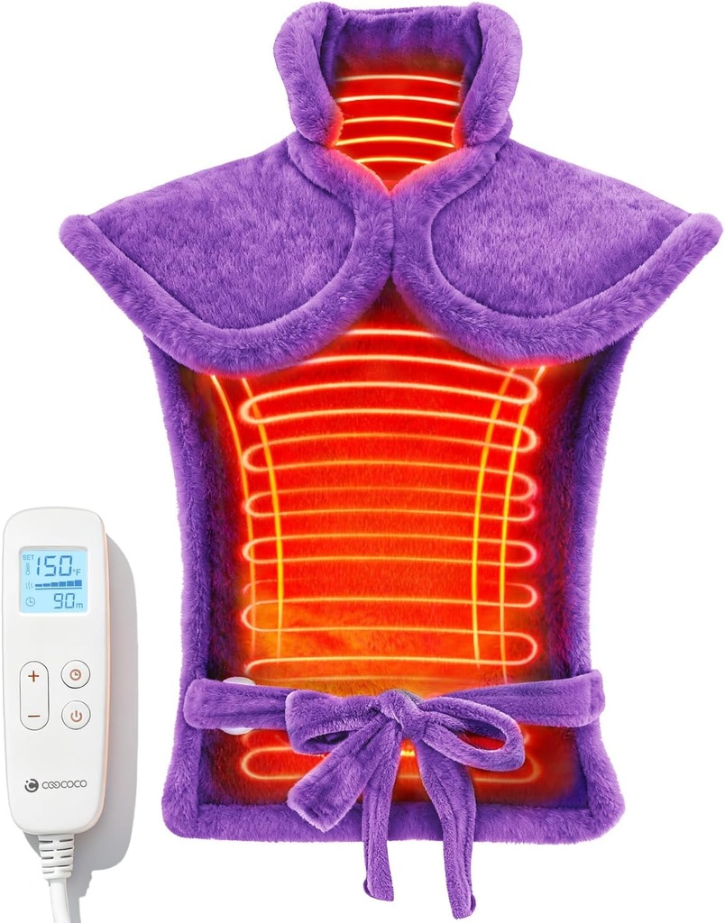 CooCoCo Back Isıtma Pads for Women Grandma, FSA Eable Heat Pad for Back Pain Relief, Cute Heat Pad with 6 Heat Levels, Noel Hediyeleri Anne Kar Her Grandma, ETL sertifikalı, Mor