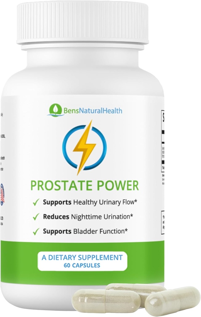 Ben Natural Health Prostate Power Supplement, High-Strength Prostate Support with Saw Palmetto, Rye Flower Pollen, & Boron Glycine Complex, 60 Capsules