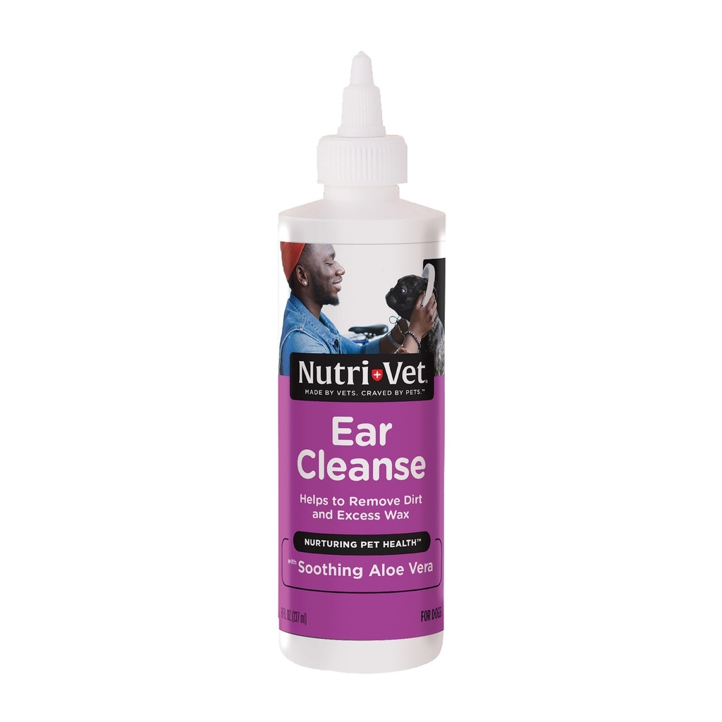 Nutri-Vet Ear Cleanse for Dogs, Liquid Ear Cleanser with Soothing Aloe and Salicyl Acid, Αφαιρεί και καθαρίζει Wax, Dirt, και Debris, Αποσμάται, και Itch Relief, Ευγενής κτηνίατρος Formulated, 8oz