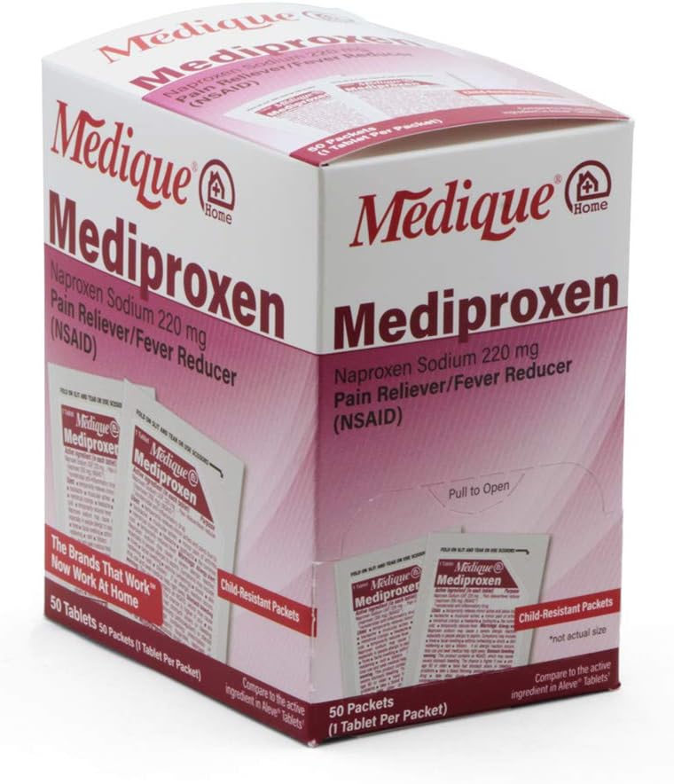 Medique @ Home Mediproxen Σύγκριση Active Ingredient to Aleve 50 x 1 (Παιδική Ανθεκτική Συσκευασία), Λευκό (73750)