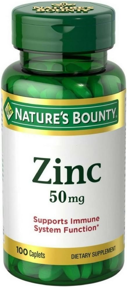 Nature's Bounty Çinko, Immune Support, 50 mg, Caplets, 100 Ct (Pack of 2)