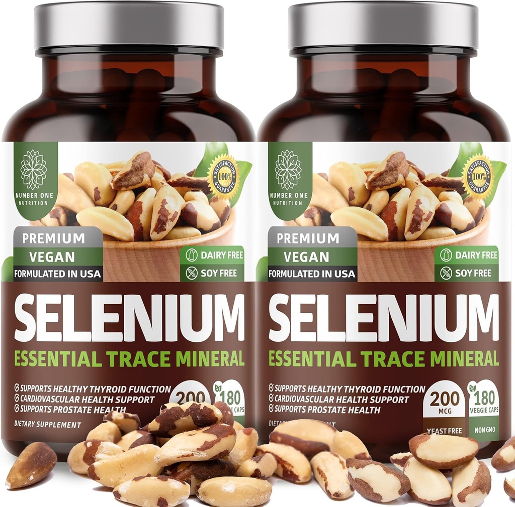 2-Pack N1N Premium καθαρό σελήνιο [Max Απορρόφηση, 200MCG] για την υποστήριξη της ανοσίας, της καρδιάς και της υγείας του προστάτη, 360 Veg Caps