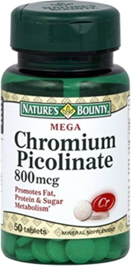 Nature's Bounty Mega Chromium Picolinate 800 mcg tabletleri 50 ea (Pack of 2)