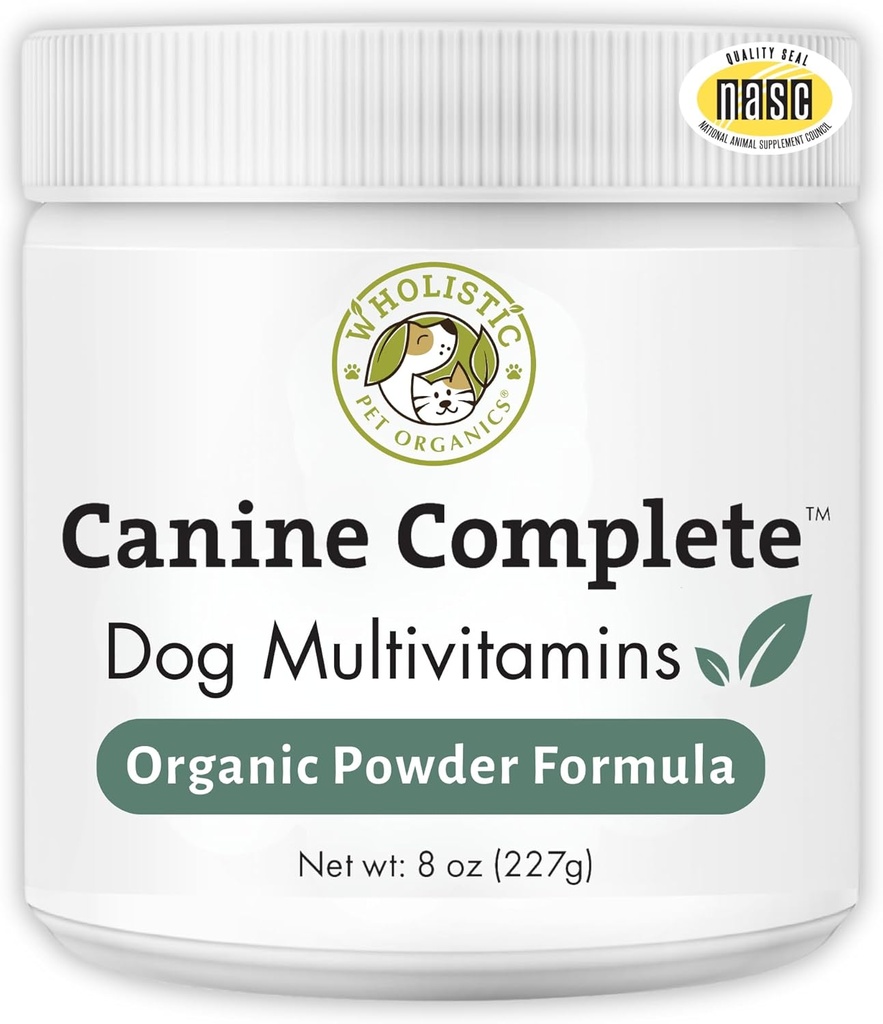 Wholistic Pet Organics Canine Complete - Dog Multivitamin Toz - 8 Oz - Günlük Köpek Vitaminleri ve Ev Yemekleri için Tamamlar - Immune System, Skin, Coat & Genel Sağlık - Küçük ve Büyük Breed