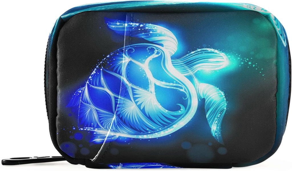 Galaxy Turtle Pill Box 7 Day Pill Case Travel Pill Organizer Bag with Zipper Portable Weekly Case Compact Size for Vitamin Supplement Holder