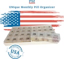 Unique XL Monthly Pill Organizer 31 bölüm, günde 1, 4 Hafta Tam Ay 31 Günü Pill Organizer, Tray ve 8 Ekstra Büyük Yeniden Taşınmaz bölmeleri içerir