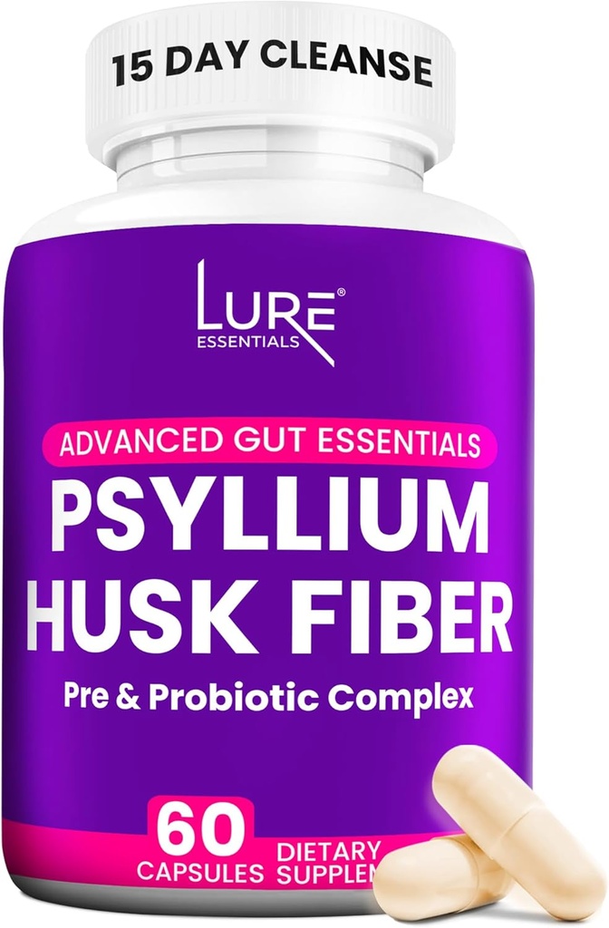 Lure Essentials Psyllium Husk Capsules For Colon Cleanse - Prebiyotik ve Probiyotik Fiber