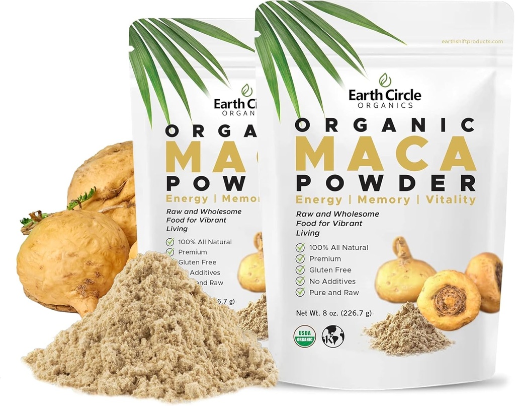 Dünya Çemberi Organik Sarı Maca Kök Toz, Doğal Superfood, Enerji, Kilo ve Kadınlar Fertness - Vegan - 8 Ounce (Pack of 2)