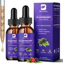 2 Pack Elderberry Syrup, Black Elderberry Drops with Quercetin, Panax Ginseng, C ve çinko, Sambucus Elder Syrup Liquid for Immune Support, Vegan, Non-GMO & Gluten Free