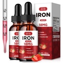 (2 Pack) Kadınlar ve Erkekler Iron Drops Iron Supplements için biremi için Folate, C, B12 Red Blood Hücre Desteği-Strawberry için 4 Fl Oz Oz Oz Oz
