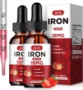 (2 Pack) Kadınlar ve Erkekler Iron Drops Iron Supplements için biremi için Folate, C, B12 Red Blood Hücre Desteği-Strawberry için 4 Fl Oz Oz Oz Oz