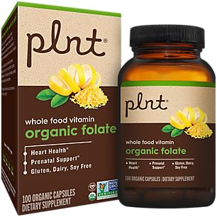 Organik Folate - Tüm Gıda Prenatal Desteği - 800mcg Folic Asit (100 Capsules)