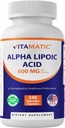 Vitamatic Alfa Lipoic Acid (ALA) 600 mg Per Servis - 240 Sebze Kapsülleri - 120 Hizmet - Non-GMO & Gluten Ücretsiz