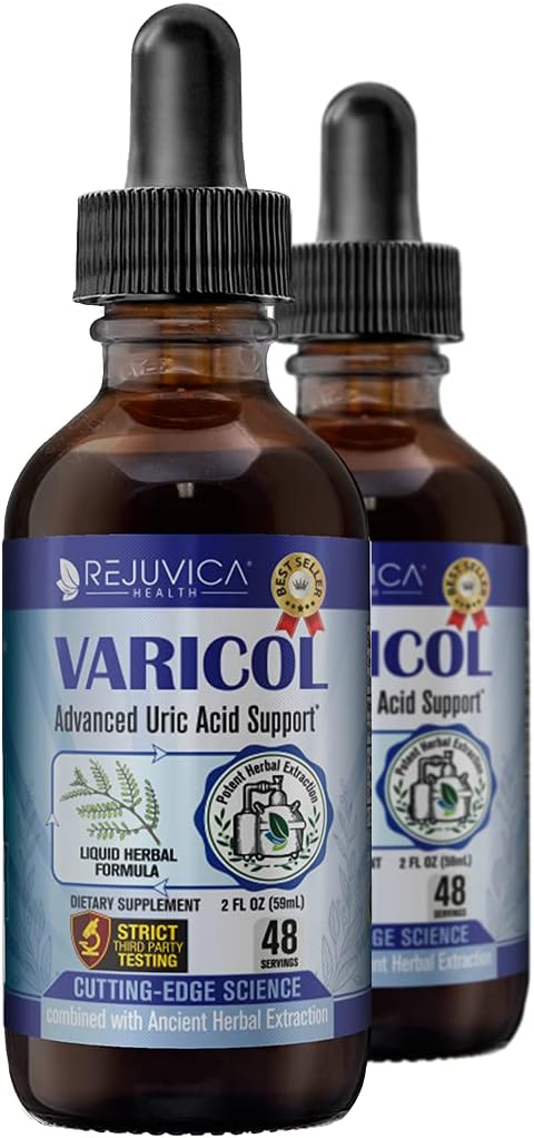 Varicol - Advanced Uric Acid Support Supplement - Liquid Delivery for Better Absorption - Ταρτ Τσέρι, Chanca Piedra, Σπόροι σέλινου, Ginger & More!