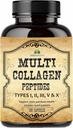 HERBALICIOUS Multi Collagen Peptides Capsules - Non-GMO & Gluten Free Type I, II, III, V, X Hydrolyzed Collagen Supplements with Vitamin C - Supports Healthy Hair, Skin, Nails, & Joints - 120 Capsules