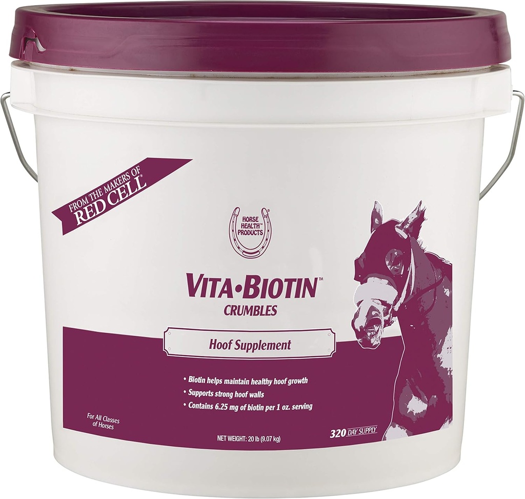 Horse Health Vita Biotin Crumbles Horse hoof Supplement, Helps Reserve Healthy, Sound Hooves and Strong hoof Walls, 20 lbs., 320 Day Supply