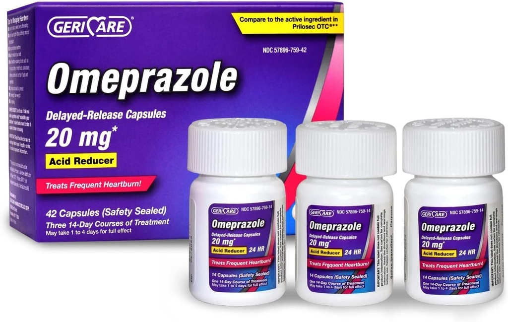 BackCare Omeprazole Gecikmiş Yayın Kapsülleri 20.6 mg - 24 Saat Kalpburnu Yardımı - Asit Reflü Tıp Frequent Heartburn (42 Kont) Count)