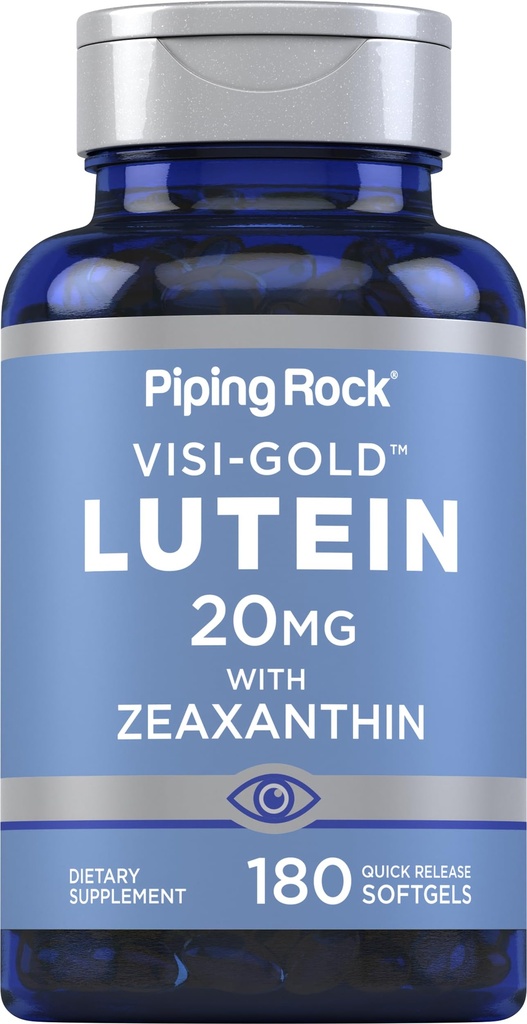 Piping Rock Lutein ve Zeaxanthin Supplement | 20mg | 180 Softgels | Marigold Extract | Non-GMO, Gluten Free