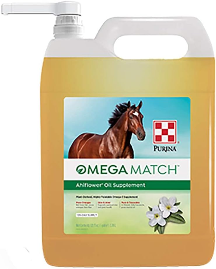 Purina | Omega Match Ahiflower Oil Horse Supplement | 1 Gallon (1 GAL) Şişe