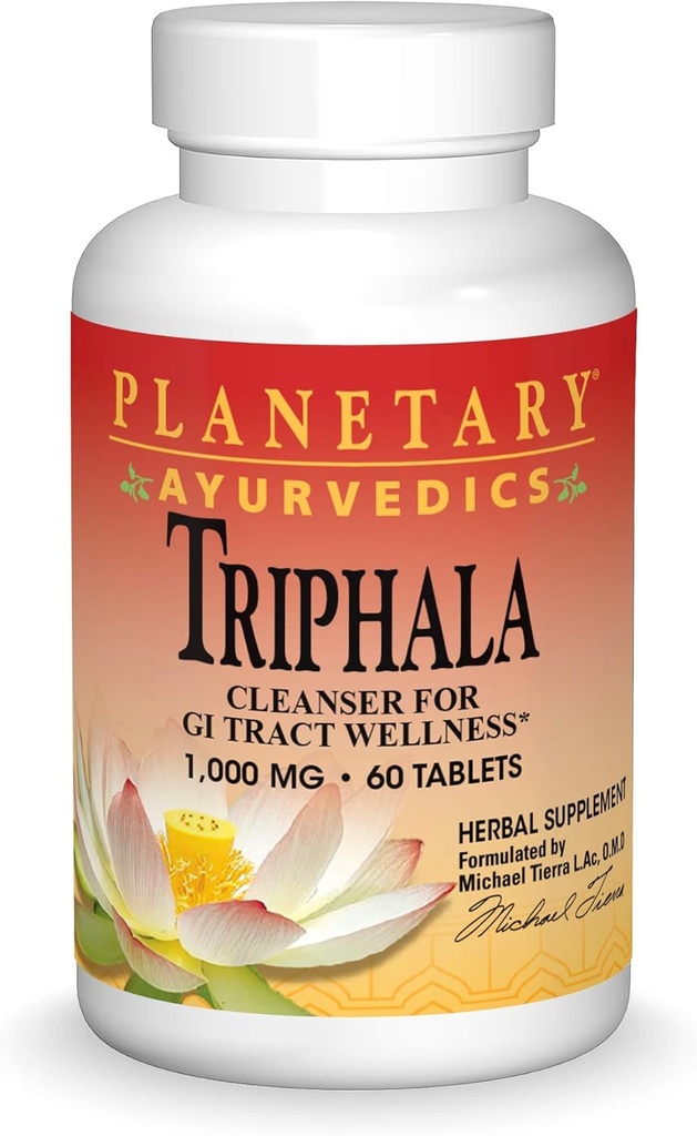 Planetary Ayurvedics Triphala 1000mg GI Tract Wellness & Cleanse - Ισχυρό συμπλήρωμα βοτάνων - Ισορροπία & Detox Digestive Υποστήριξη Rejuvinate & Regularity - 60 Tablets