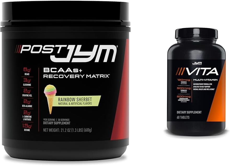 Post JYM Active Matrix Post-Workout with BCAAs, Glutamine & More Rainbow Sherbert Flavor + Vita JYM Athlete's Multivitamin with Over 25 Key Ingredients 60 Tablets