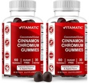 Vitamatic Sugar-Free Chromium Gummies with Ceylon Cinnamon – 2000 mg Equivalent Per Service (Indüksiyon 83 mg) – Non-GMO, Gluten-Free – 60 Vegan Gummies – 2 Pack