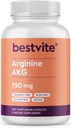 BESTVITE Arginine AKG 750mg (240 κάψουλες χορτοφάγων) - Δεν Stearates - Vegan - Μη ΓΤΟ - Χωρίς γλουτένη