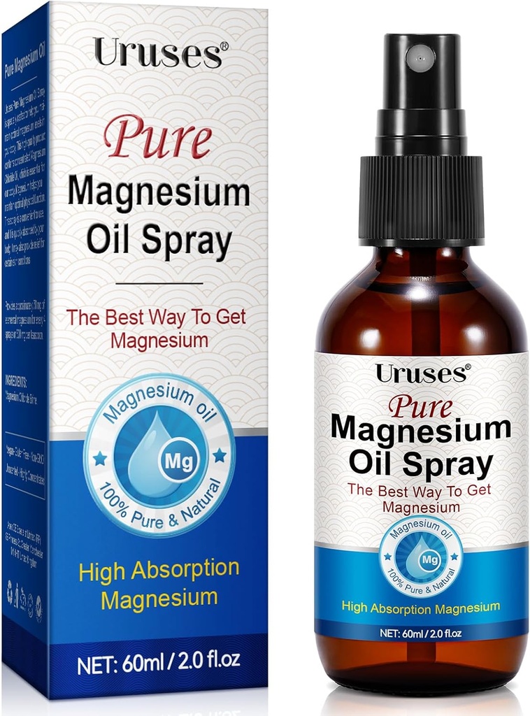 Magnezyum yapıştırıcısı, Ayaklar için Magnezyum Yağı, Vücut için %100 Saf Yağı Kombine, Kas Kurtarma ve Leg Cramps, 2 oz