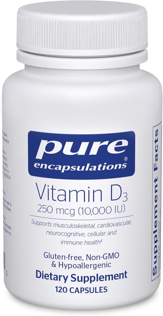 Saf Encapsulations Vitamin D3 250 mcg (10.000 IU) - Kemik, Ortak, Kalp, Kolon ve Immune Health - Premium Vitamin D - 120 Capsules
