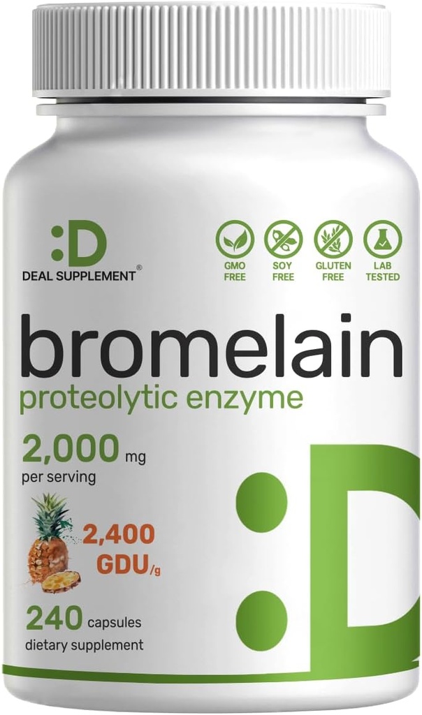 Bromelain Supplement 2,000mg Per, 240 Capsules - Fresh Pineapple'den Doğal Proteolytic Enzymes - Destekler Nutrient Digestion