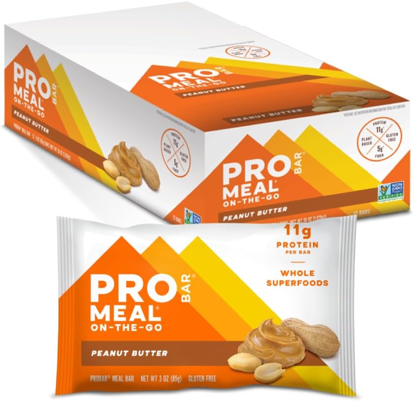 PROBAR - MEAL Bar, Φυστικοβούτυρο, Μη ΓΤΟ, Χωρίς γλουτένη, Υγιής, Φυτικών, Ολόκληρων συστατικών τροφίμων, Φυσική Ενέργεια (12 κόμης)