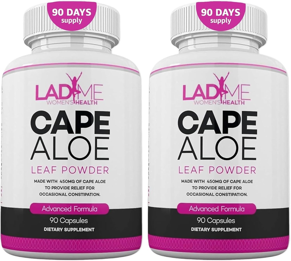 Pure Cape Aloe Herbal Laxative for Constipation Relief Health Bowel Movement Natural Colon Cleanse & Detox Diyetary Supplement Ladyme 180 Capsules