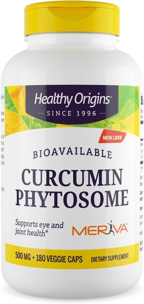 Sağlıklı Origins Curcumin Phytosome (Featuring Meriva SF) 500 mg, Ortak ve Gözlerde Sağlık, Non-GMO, Vegan, 180 Veggie Capsules