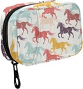 Fustylead χρωματιστά Galloping άλογα Silhouette Pill Organizer για το πορτοφόλι, εβδομαδιαία φορητό κουτί χάπι με Zipper για την αποθήκευση βιταμινών ιχθυέλαια Συμπληρώματα