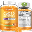 2 Pack CoQ10 Gummies, Plus Omega-3, Vitamin B3 ve çinko, Magnezyum, 5X Yüksek Aborpsiyon Coenzyme Q10 Supplements, q10 Boost Hücreleri Enerji, Potent Antioksi & Brain, Peach Flavor, 120 Cts