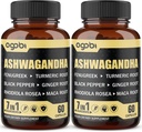 2 Packs 60 Capsules - 8050 mg Ashwagandha Extract Supplement - 7in1 with Fenugreek, Maca, Turmeric, Rhodiola, Ginger & Black Pepper - Spirit, Immune & Energy Support - 4 Ay Supply