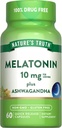 Nature's Truth Melatonin 10mg with Ashwagandha | 60 Capsules | Non-GMO & Gluten Free Supplement for Yetişkinler