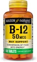 MASON NATURAL Vitamin B12 50 mcg with Calcium, 100-Day Supply, Dietary Supplement to Support Natural Energy Levels, 100 Tablets (Pack of 1)