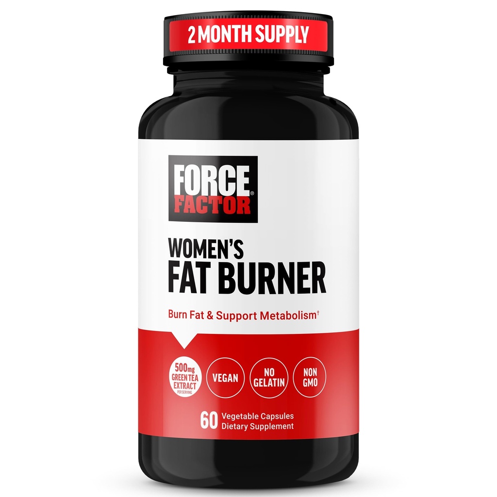 FORCE FACTOR Women's Fat Burner, Metabolism Branson ve Kilo-Loss Supplement Support, Green Tea Fat Burner Kilo-Los Pills Enerji, Diyet ve Egzersiz, Vegan, Non-GMO, 60 Capsules