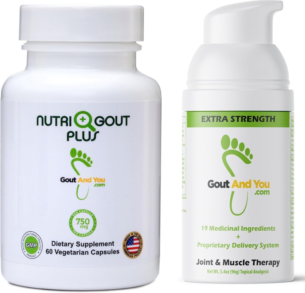 NutriGout Plus Uric Acid Supplement ve Ekstra Güçlü Ortak Discomfort Relief Topical Cream