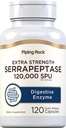 Piping Rock Serrapeptase 120000 SPU | 120 Capsules | Digestive Enzyme | Ekstra Kuvvet Supplement | Non-GMO, Gluten Free