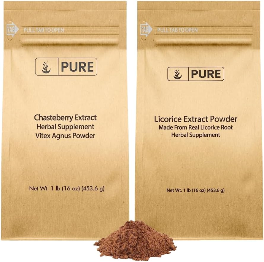PURE ORIGINAL INGREDIENTS Chasteberry ekstraksiyon ve Licorice Extract, 1 lb Her, Non-GMO, Gluten Free Supplements