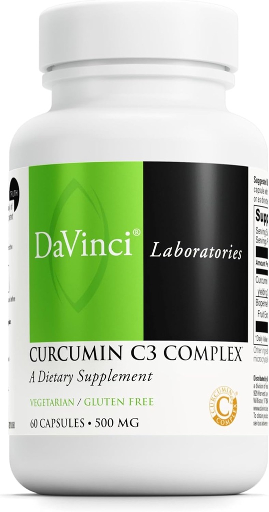 DAVINCI Labs C3 Complex Κουρκουμίνη - Συμπλήρωμα διατροφής για την υποστήριξη λειτουργία της χοληδόχου κύστης και υγιεινό συκώτι - με Curcuminoids και Bioperine εκχύλισμα φρούτων - Χωρίς γλουτένη - 60 κάψουλες χορτοφάγων