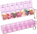 2 Pack Weekly Pill Organizer, Large 7 Day Pill Box, Daily Vitamin Case Medicine Box,Pill Containers for Medicine Supplements Fish Oil (Pink)