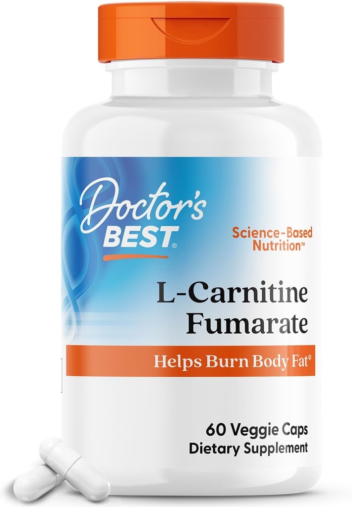 Doktorlar BEST L-Carnitine Fumarate, Yardımlar Burn Body Fat, Non-GMO, Gluten Free, Soy Free, Vegan 60 Veggie Caps