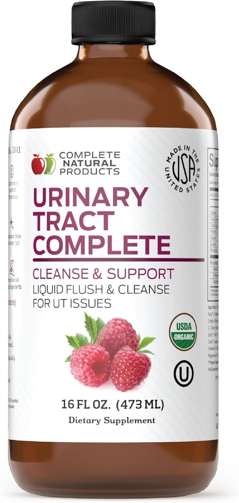 Complete Natural Products Urinary Tract Complete 16oz - Liquid Supplement for Urinary Tract Health with Organic Cranberry, D-Mannose, Beet Root, Fennel Seed, and Turmeric
