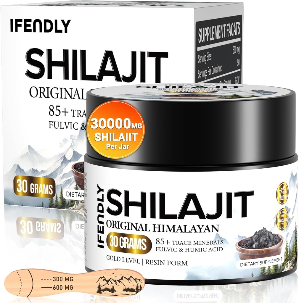 Shilajit Resin, Shilajit για άνδρες και γυναίκες, Shilajit Καθαρό Ιμαλαΐων Βιολογικός - 600mg Ικανότητα Χρυσός Βαθμός, με 85+ Ίχνη Ορυκτά, Fulvic & Humic Acid, για Stamina, Ανοσία & Δύναμη, 50 Υπηρεσίες (30g)